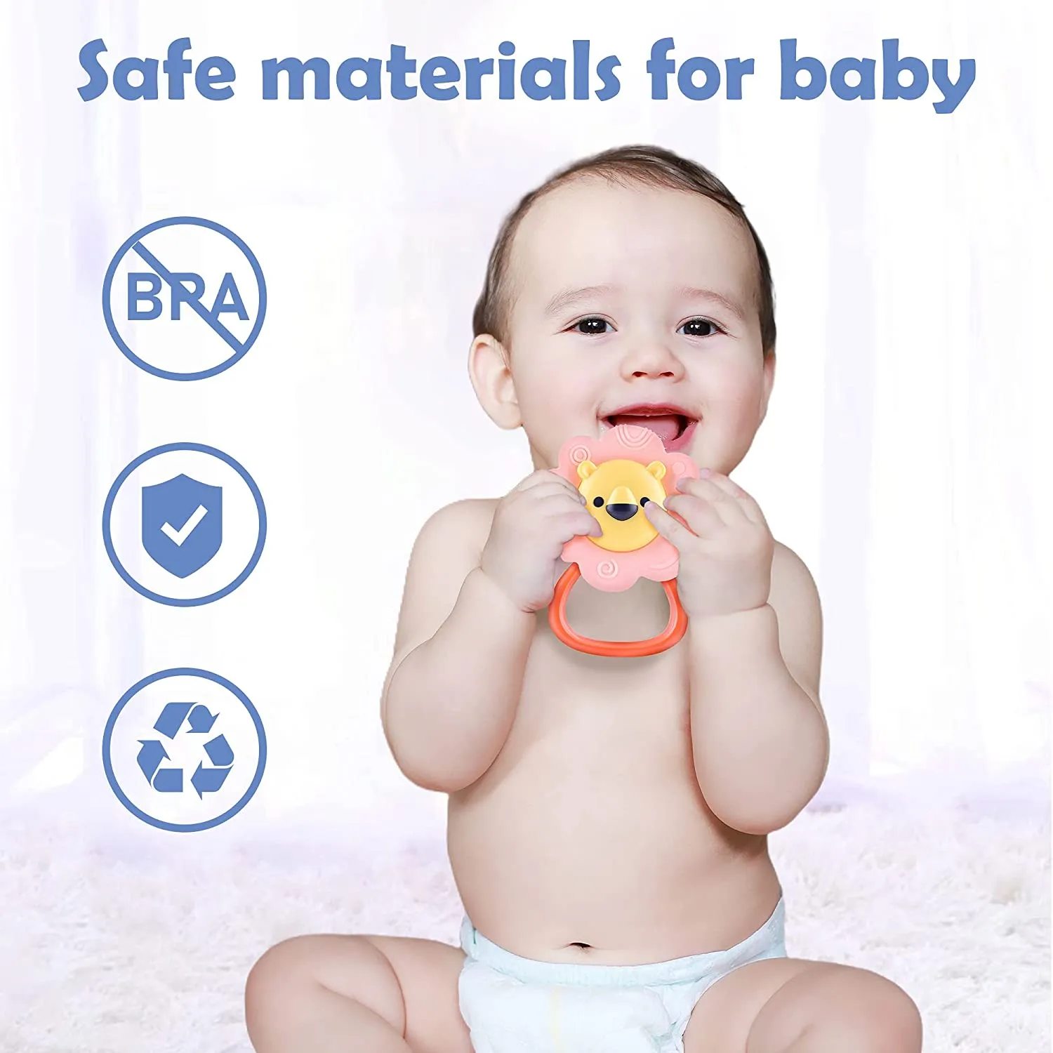10Pcs Animal Baby Rattles Toy Set Teether Shaker Grab N Spin Rattle