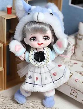 16Cm Fashion BJD Dolls SD Action Figures Environmental Protection Materials Handmade Makeup DIY Toys Full Set The Best Gift for Adults and Children,B