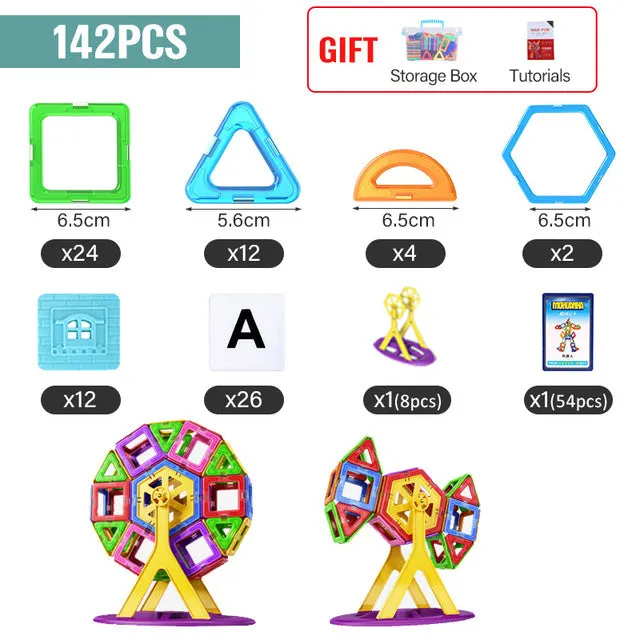 21-180pcs Big Size Magnetic Designer Magnet Building Blocks Construction Set Magnetic Bircks DIY Toys For Children Gifts