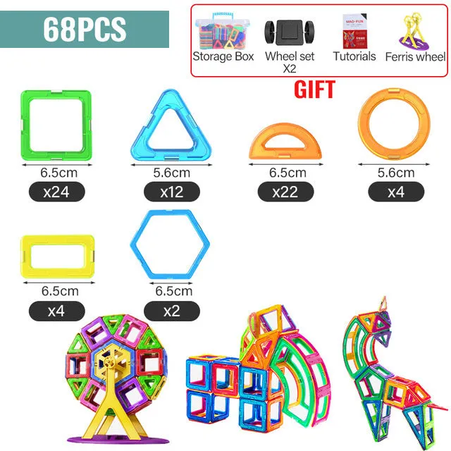 21-180pcs Big Size Magnetic Designer Magnet Building Blocks Construction Set Magnetic Bircks DIY Toys For Children Gifts