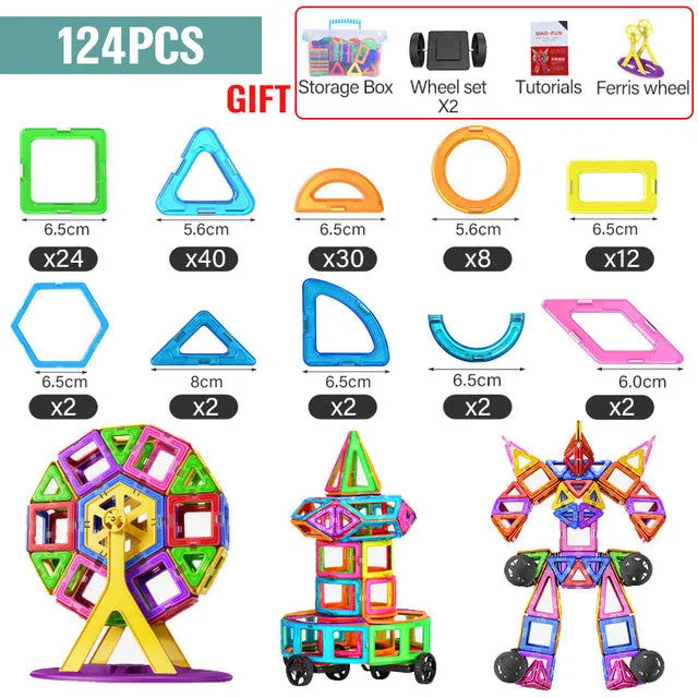 21-180pcs Big Size Magnetic Designer Magnet Building Blocks Construction Set Magnetic Bircks DIY Toys For Children Gifts