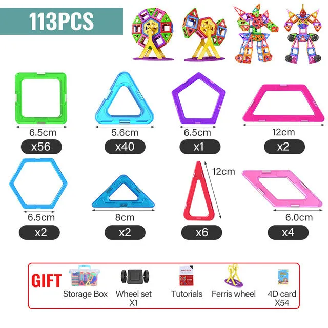 21-180pcs Big Size Magnetic Designer Magnet Building Blocks Construction Set Magnetic Bircks DIY Toys For Children Gifts