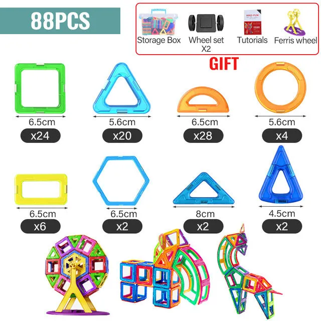 21-180pcs Big Size Magnetic Designer Magnet Building Blocks Construction Set Magnetic Bircks DIY Toys For Children Gifts