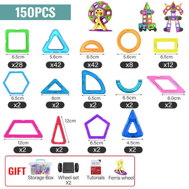 21-180pcs Big Size Magnetic Designer Magnet Building Blocks Construction Set Magnetic Bircks DIY Toys For Children Gifts