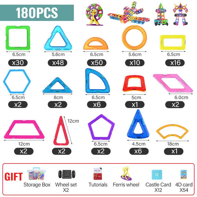 21-180pcs Big Size Magnetic Designer Magnet Building Blocks Construction Set Magnetic Bircks DIY Toys For Children Gifts