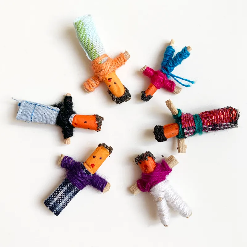 6 Mini Mexican Worry Dolls in Bag
