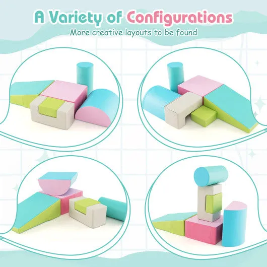 6 Pieces Foam Climbing Blocks Indoor Climb and Crawl Activity Playset With Rectangles-Green