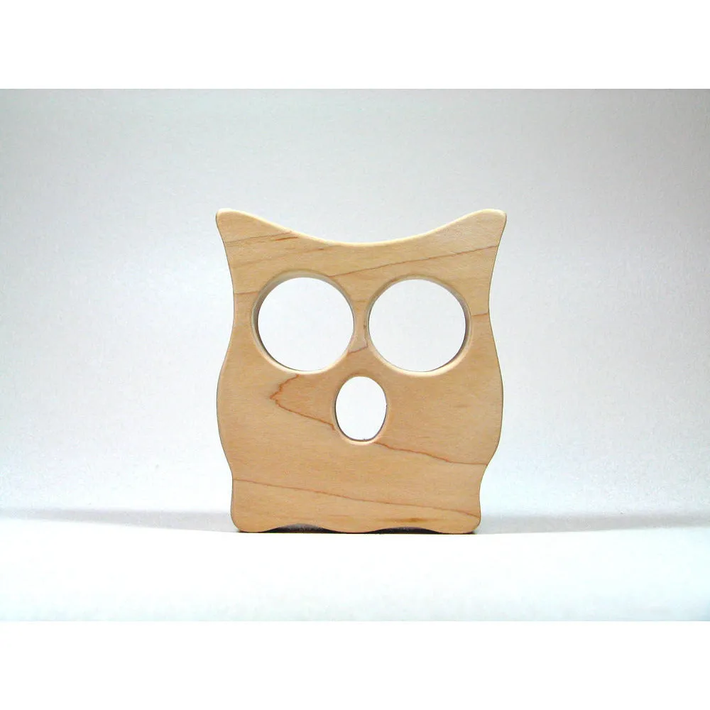All Natural Wooden Teether - Owl - Handmade Wooden Baby Toy