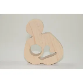 All Natural Wooden Teether - Woman Breatfeeding - Handmade Wooden Baby Toy