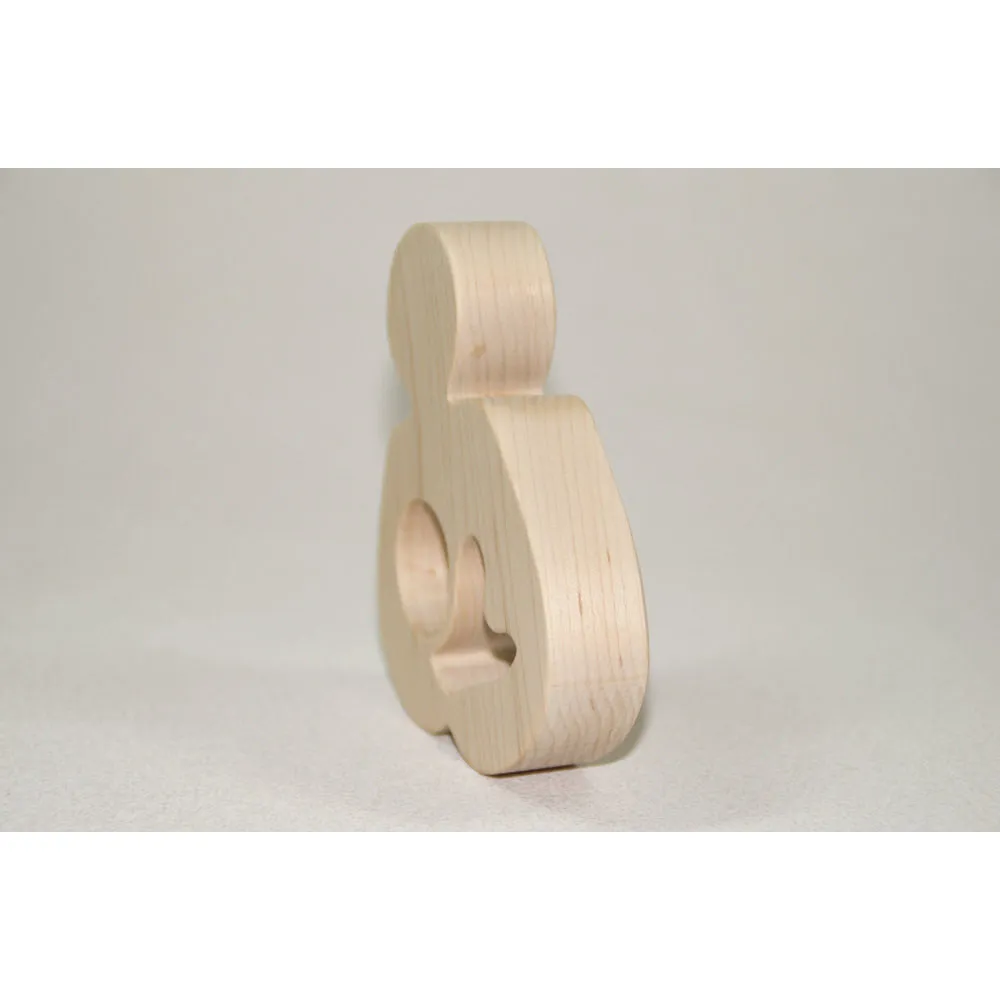 All Natural Wooden Teether - Woman Breatfeeding - Handmade Wooden Baby Toy