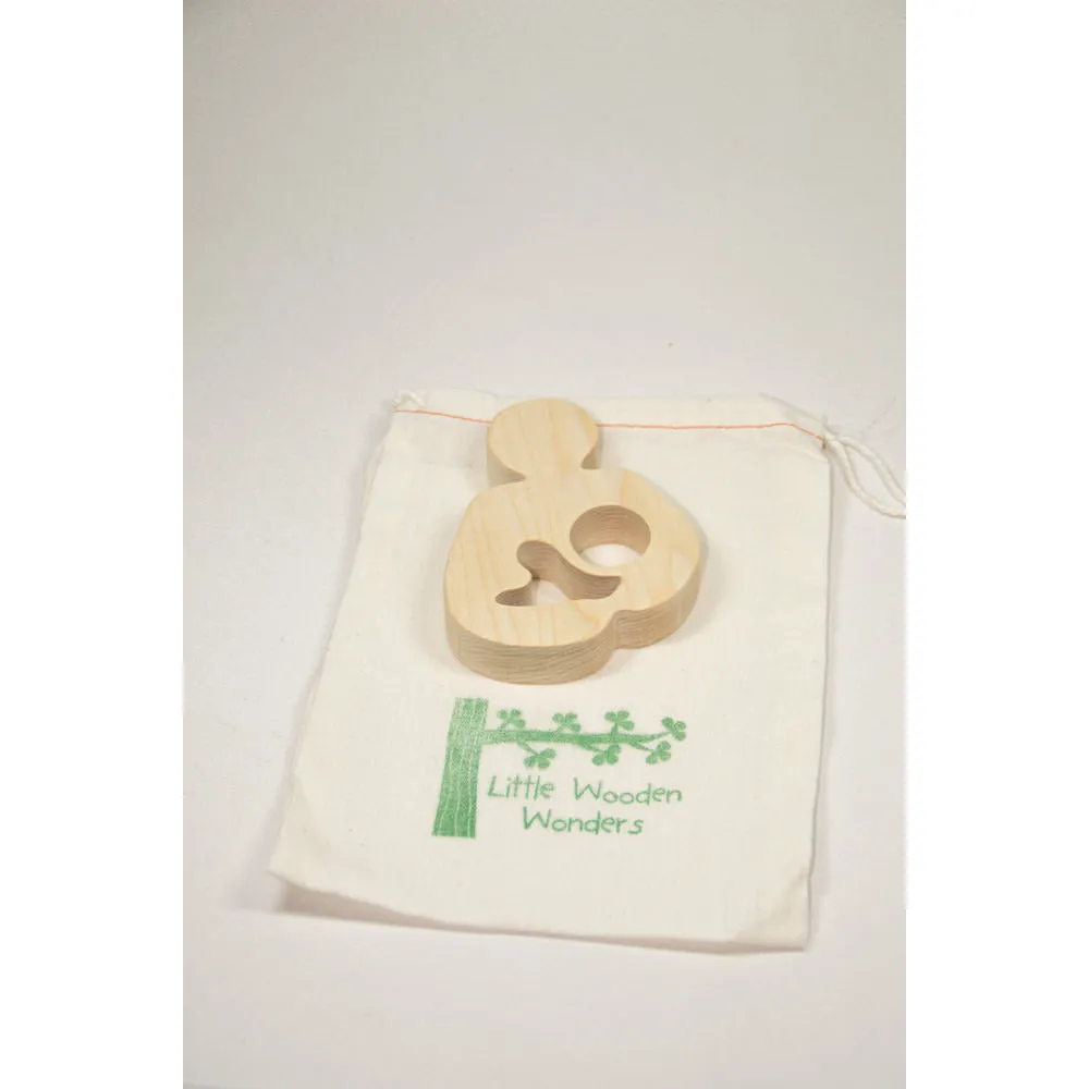 All Natural Wooden Teether - Woman Breatfeeding - Handmade Wooden Baby Toy