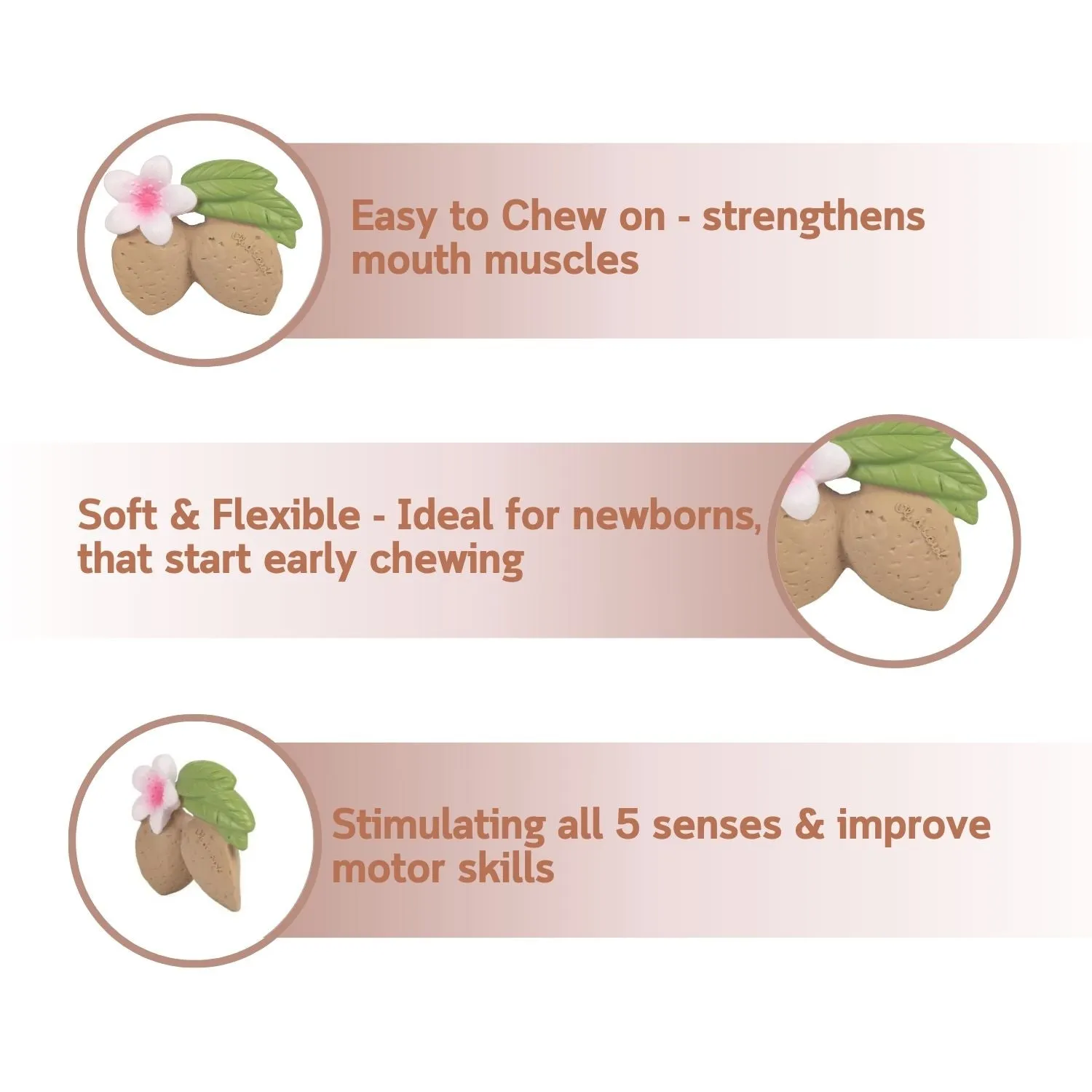 Aly The Almond Natural Rubber Teether
