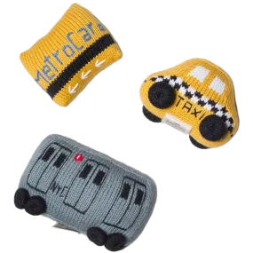 Baby Gift Set - Knit Rattles NYC Taxi, Metro Card & Subway Train
