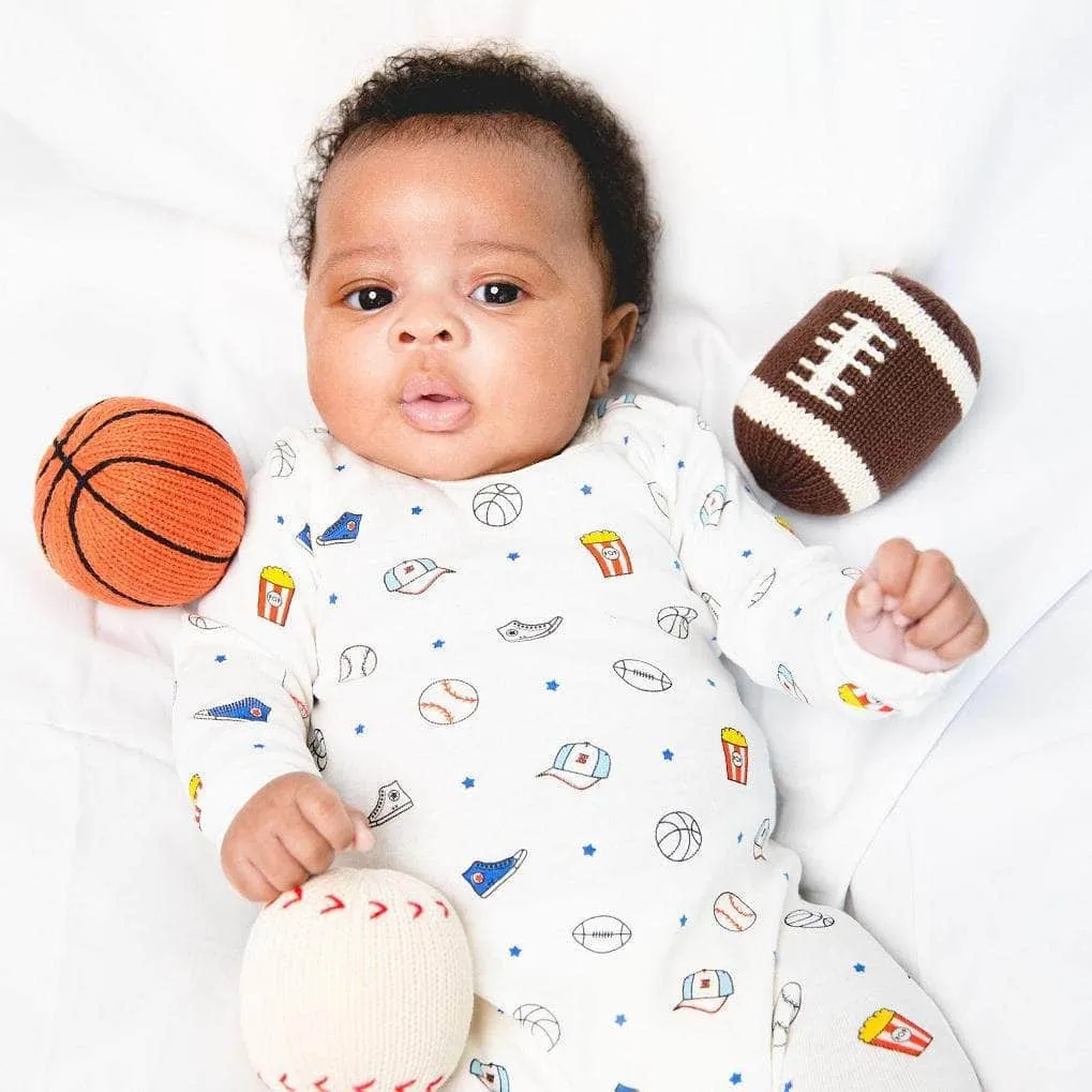Baby Knit Rattles - Football, Baseball & Basketball