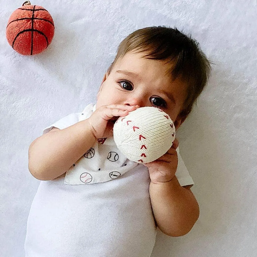 Baby Knit Rattles - Football, Baseball & Basketball