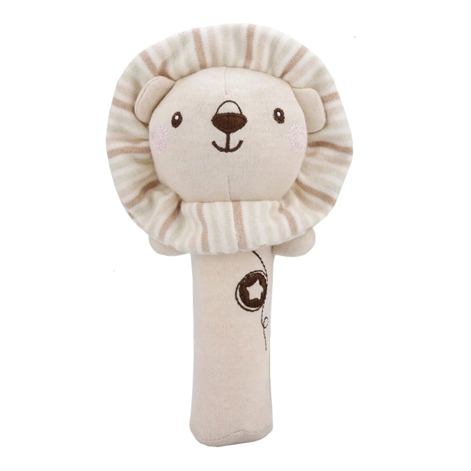 Baby Moo Little Lions 2 Pack Squeaker Handheld Rattle Toy - Beige