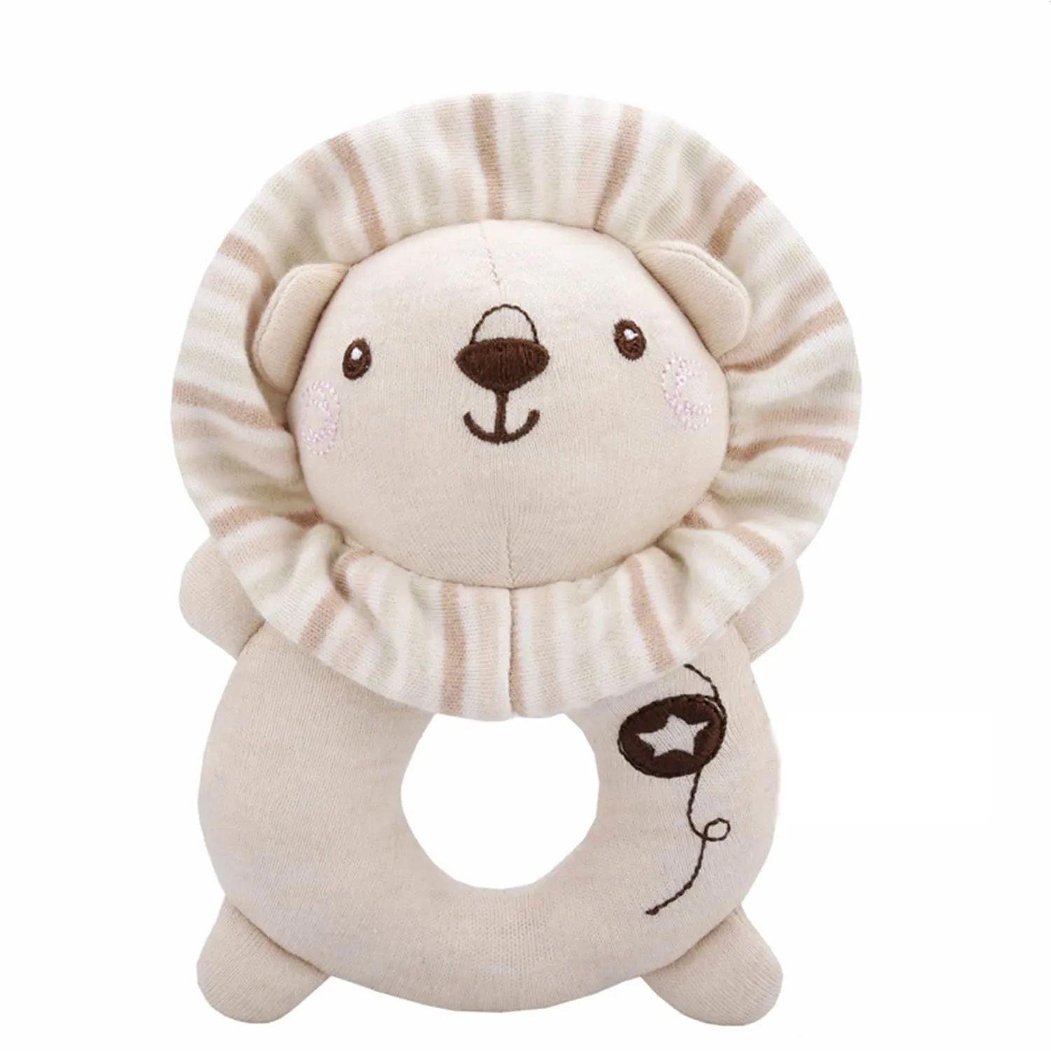 Baby Moo Little Lions 2 Pack Squeaker Handheld Rattle Toy - Beige