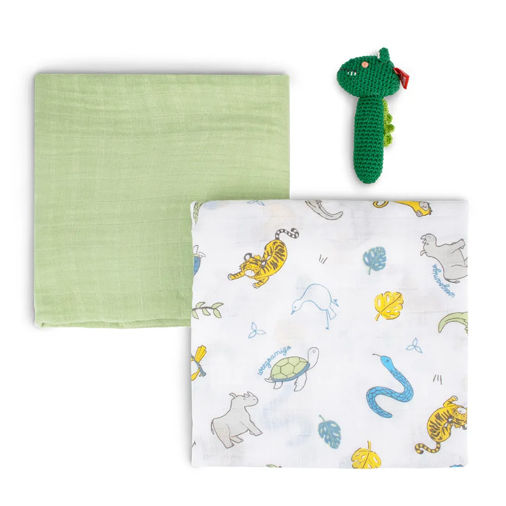 Baby Muslin & Crochet Set - Painted Jungle