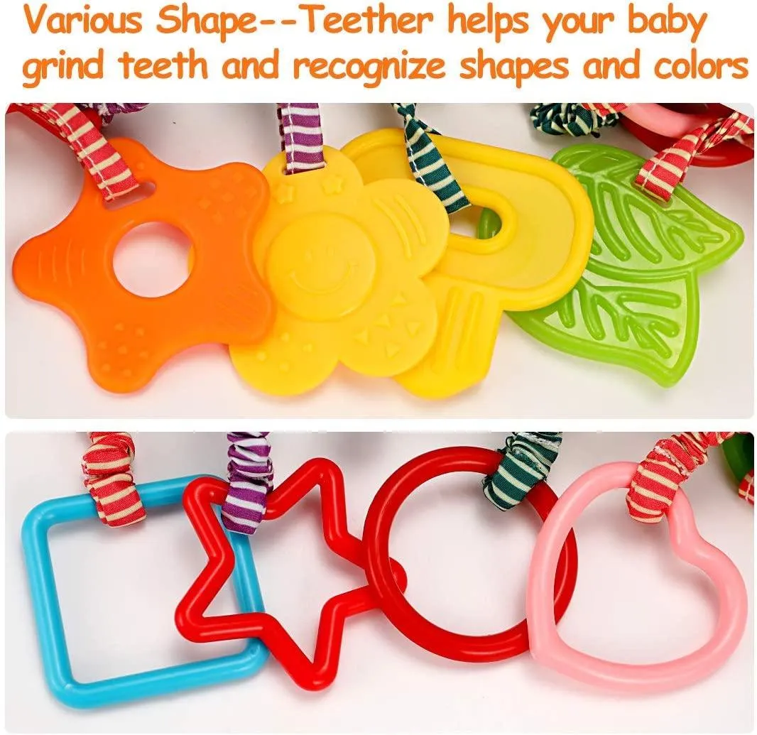 Baby Toys for 0, 3, 6, 9, 12 Months, Handbells Baby Rattles Soft Plush Early Development Stroller Car Toys for Infant, Newborn Birthday Gifts, 4 Pack