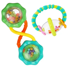 Bright Starts Shake & Spin 2 Piece Rattle & Teether Set, Ages 3 Months  