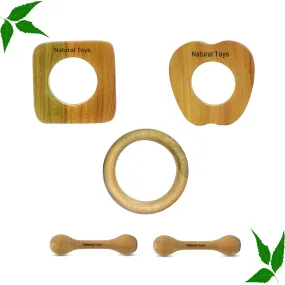 Buy Natural.Toys Neem Wood Teether Combo  For Infant (Apple Teether   Square Teether 75Mm Ring Teethers   2 Chusni Soother) Baby Teethers Set