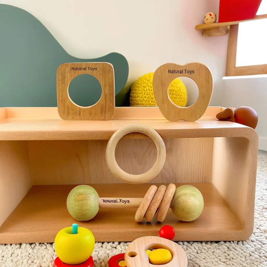 Buy Natural.Toys Neem Wood Teether Combo For Infant (Dumbbell Rattle   Apple Teether   Square Teething   75Mm Ring) Baby Teethers Set