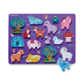 Crocodile Creek Unicorn Garden 16pc Wood Puzzle   Playset