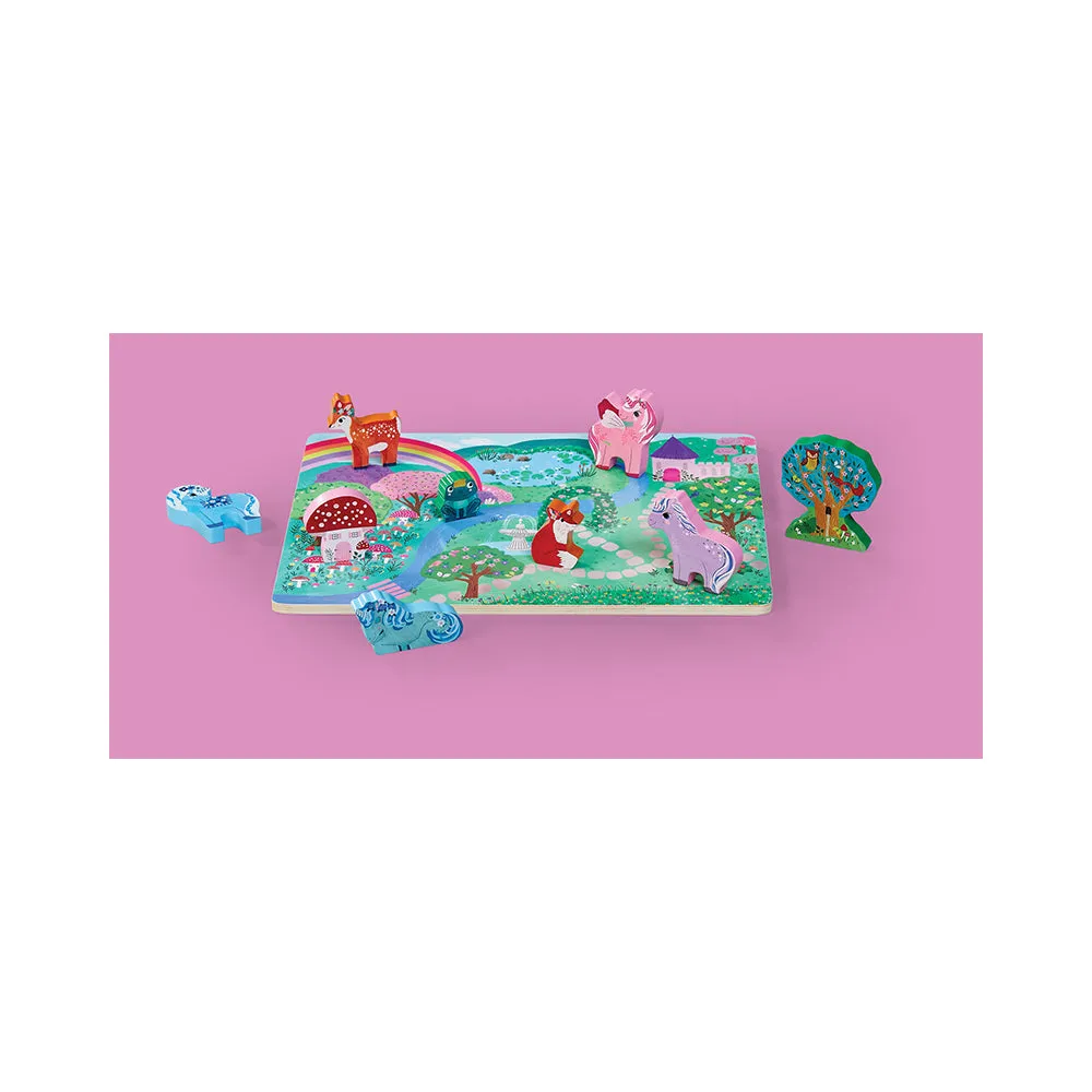 Crocodile Creek Unicorn Garden 16pc Wood Puzzle   Playset