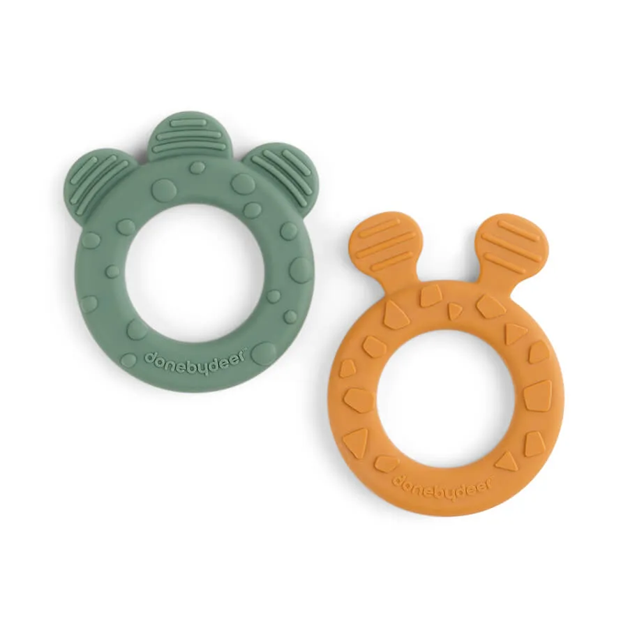 Done By Deer Teether 2pk Deer Friends - Mustard/Green