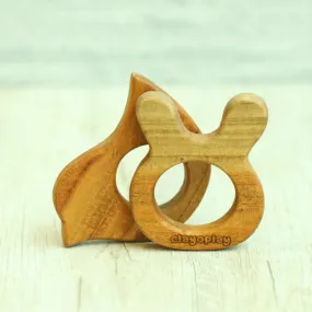 Earthytweens Neem Wood Teethers Set Of 2 (Bird Bunny)