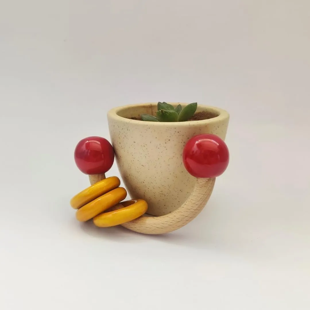 EcoElf Wooden Moon Rattle Non Toxic BPA Free for New Born Babies and Infants | New Born Toy 0 to 6 Months Babies | Baby Rattle for Newborn Ages 1 2 3 4 5 6 Month Old