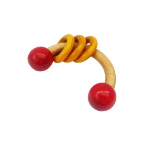 EcoElf Wooden Moon Rattle Non Toxic BPA Free for New Born Babies and Infants | New Born Toy 0 to 6 Months Babies | Baby Rattle for Newborn Ages 1 2 3 4 5 6 Month Old