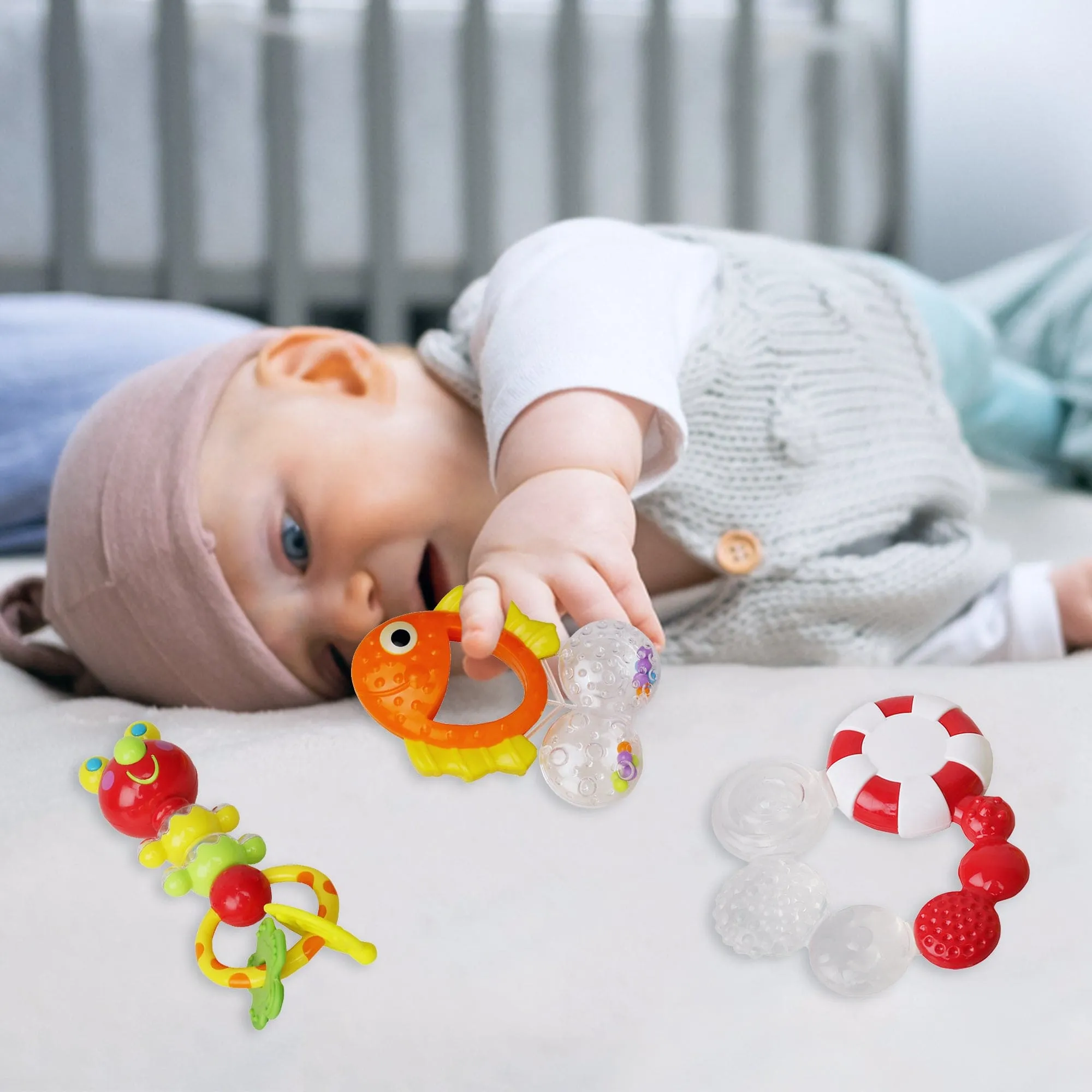 Fish Multicolour Set Of 3 Rattle Toy