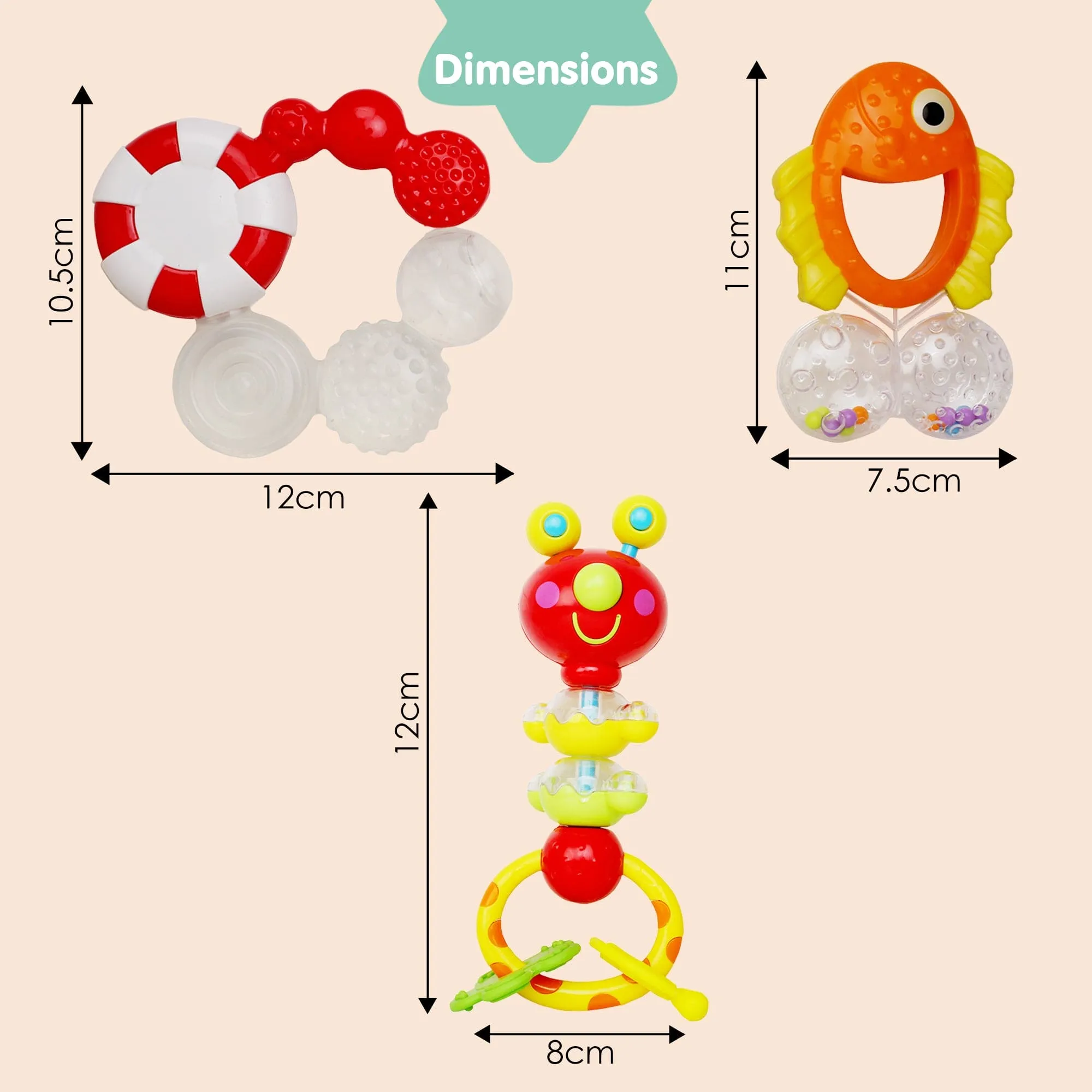 Fish Multicolour Set Of 3 Rattle Toy