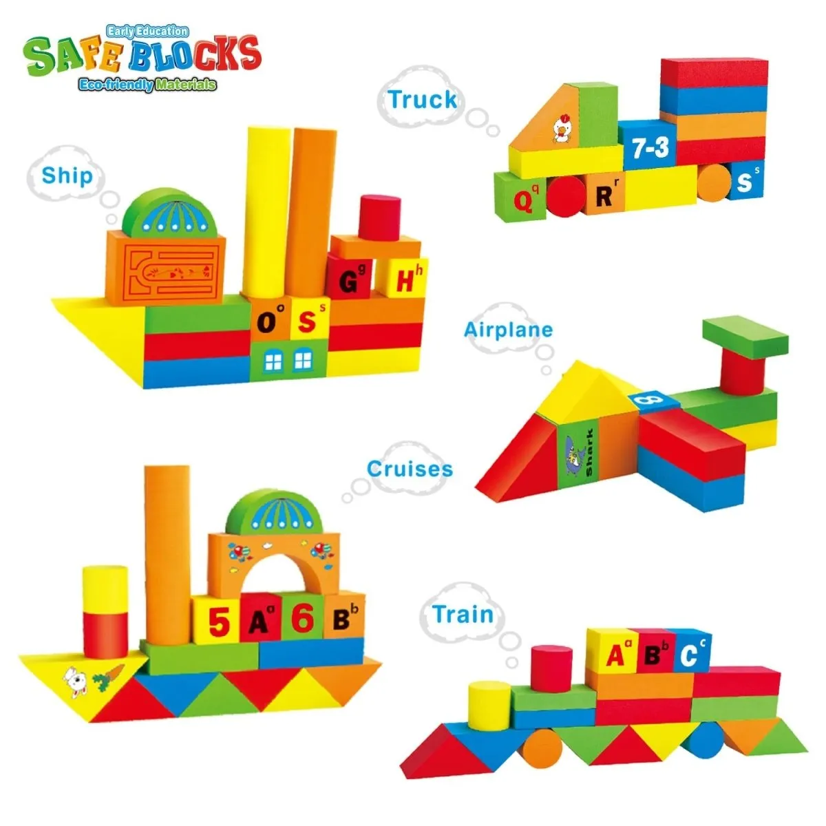 Foam Building Blocks for Kids, 108 pcs