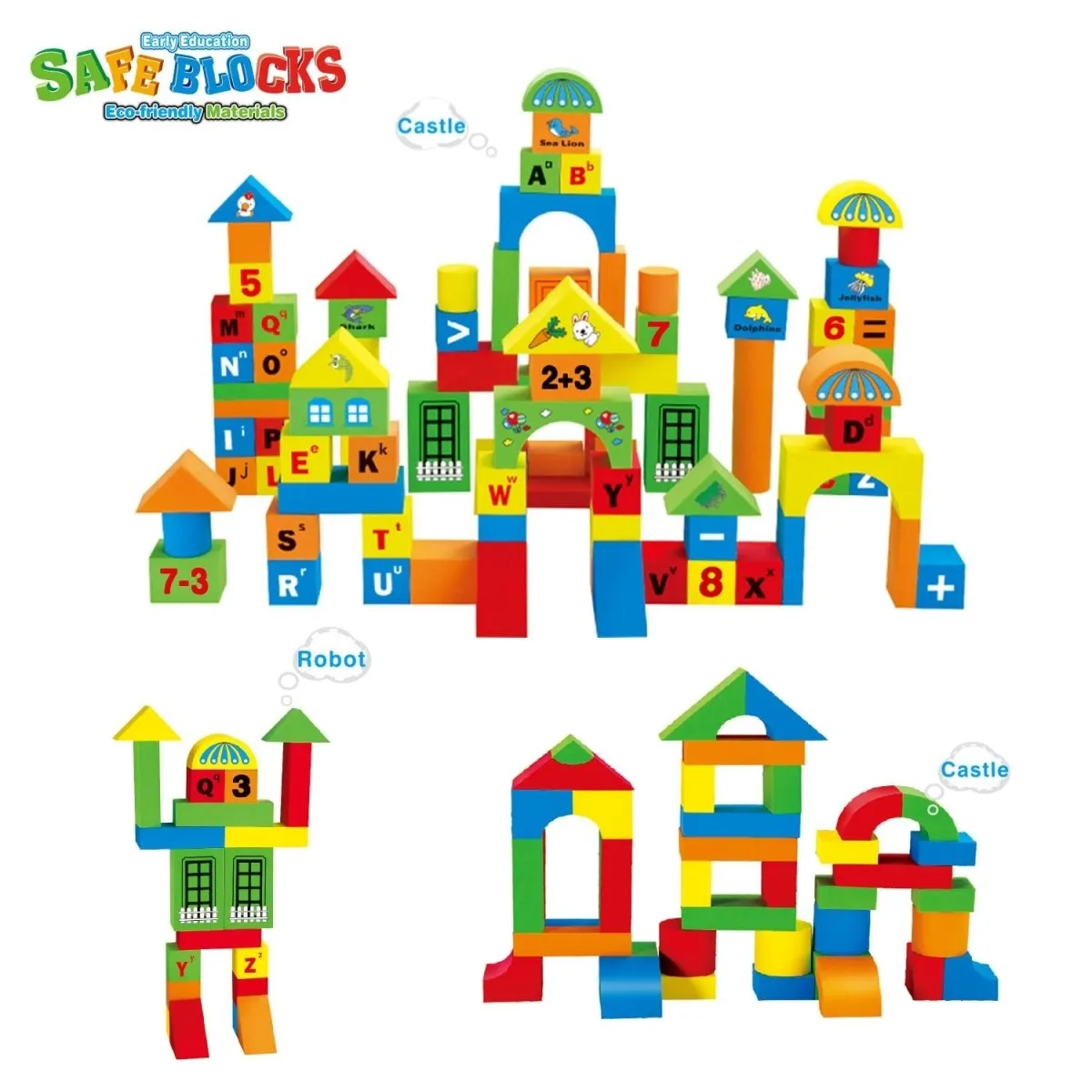 Foam Building Blocks for Kids, 108 pcs