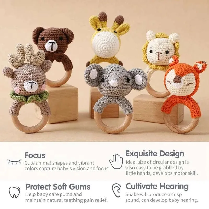 Handmade Wooden Crochet Rattles - 14 Styles
