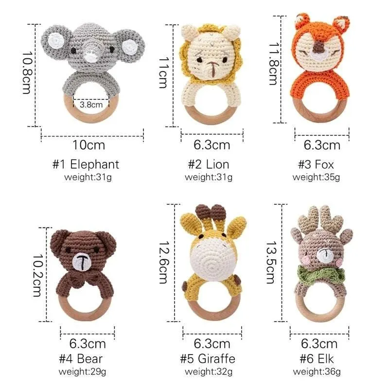 Handmade Wooden Crochet Rattles - 14 Styles