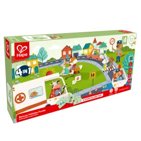 Hape Colorful Rescue Vehicles 4-in-1 Puzzle Set