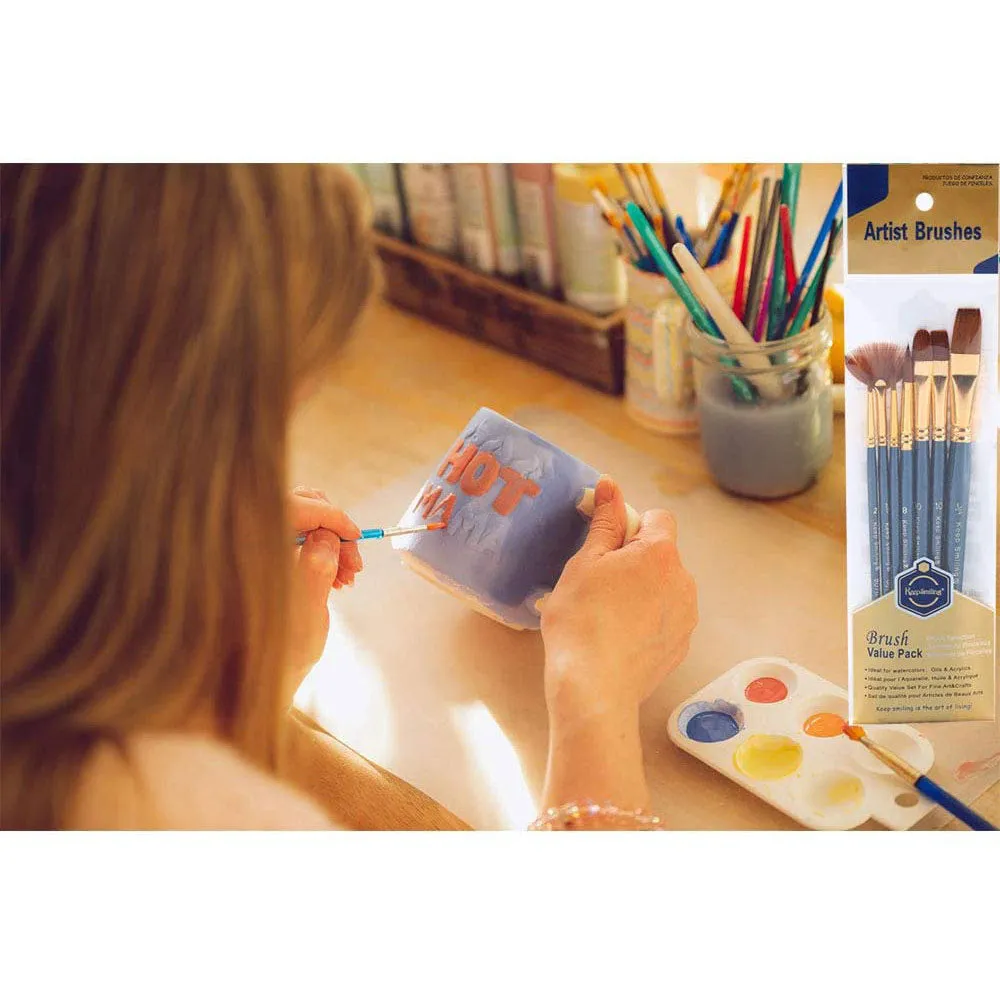 Keep Smiling Pack of 7pcs Multi Shapes Paint Brush Set