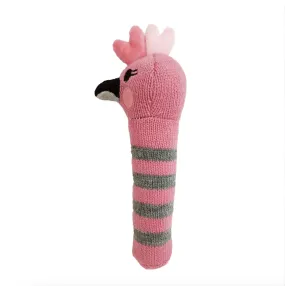 Knitted Hand Rattle - Pink Galah