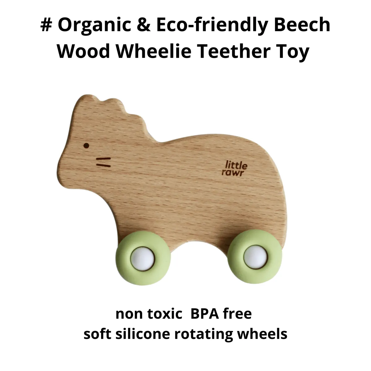 Little Rawr Wood Wheelie Animal- Lion(Green)