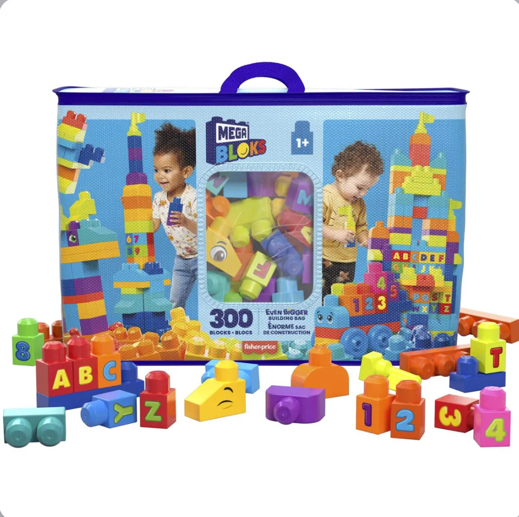 MEGA BLOKS Even Bigger Building Blocks Storage Bag 300 Pieces 07249