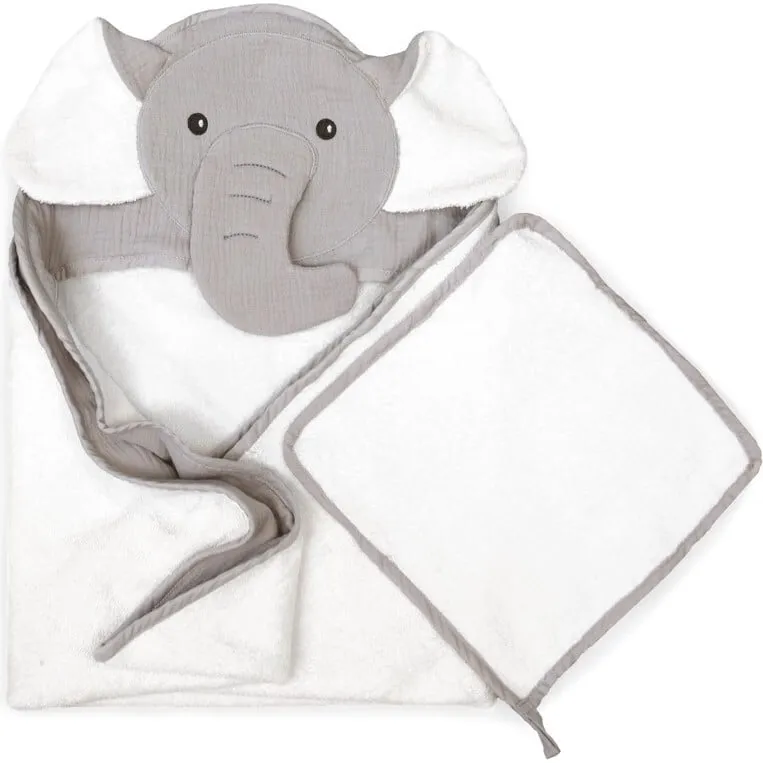 Mon Ami Petit Elephant Towel and Washcloth Set