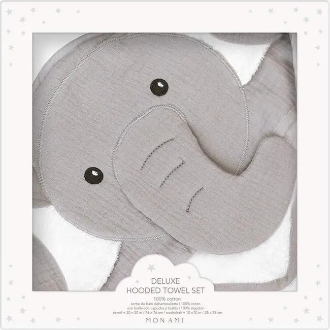 Mon Ami Petit Elephant Towel and Washcloth Set