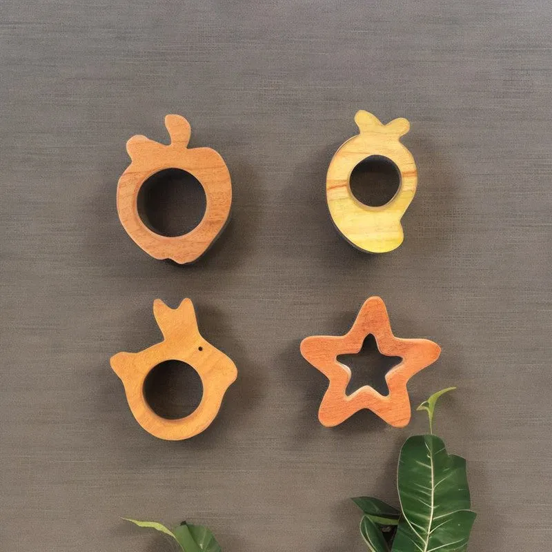 Nature Inspired Shapes Collection Neem Wood Teethers (Combo of 5)