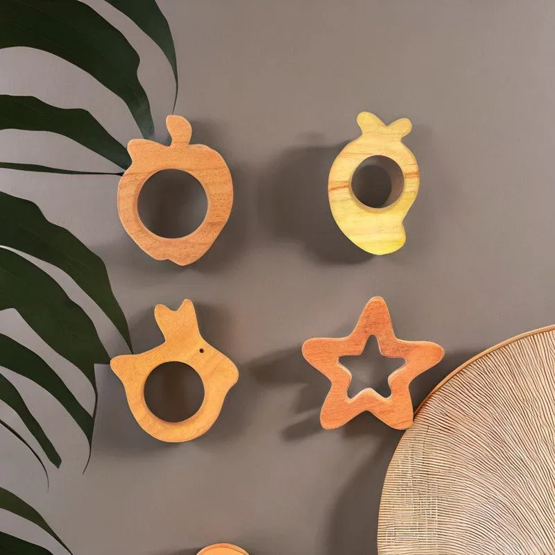 Nature Inspired Shapes Collection Neem Wood Teethers (Combo of 5)