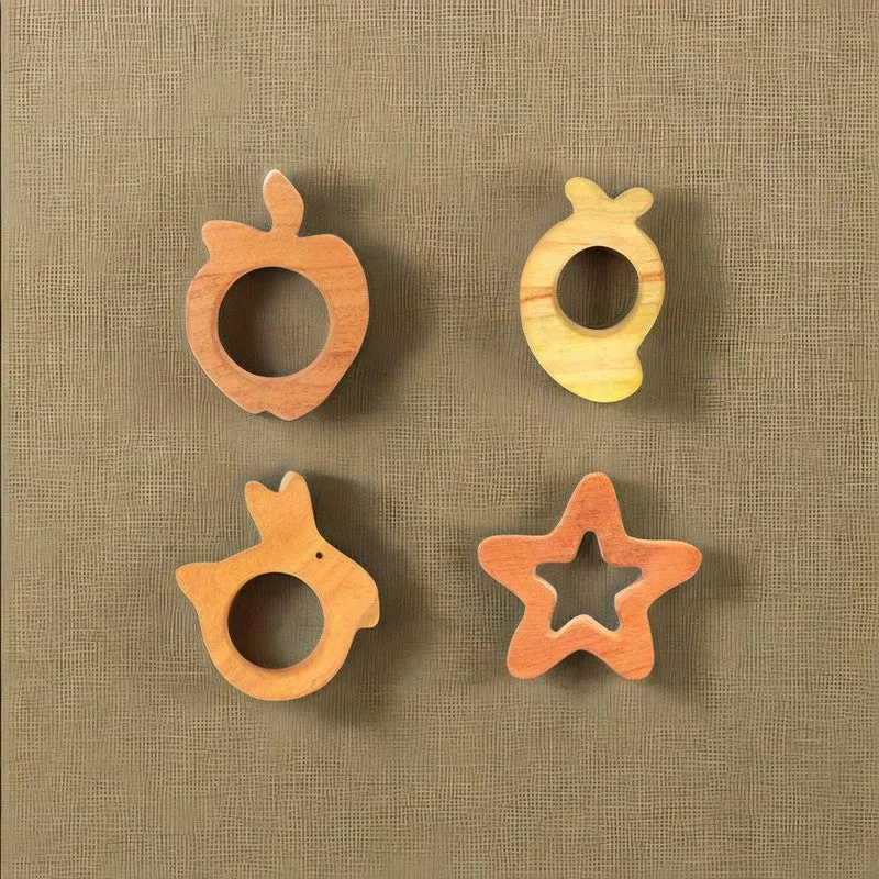 Nature Inspired Shapes Collection Neem Wood Teethers (Combo of 5)