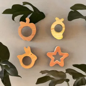 Nature Inspired Shapes Collection Neem Wood Teethers (Combo of 5)