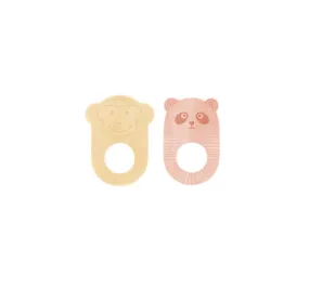 Nelson & ling Ling  baby Teether pack of 2 - Yellow and Pink